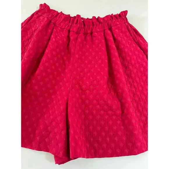Merlette Smocked Waist Textured Shorts 4 inch Womens Medium Hot Pink Beach Artsy - Picture 7 of 15